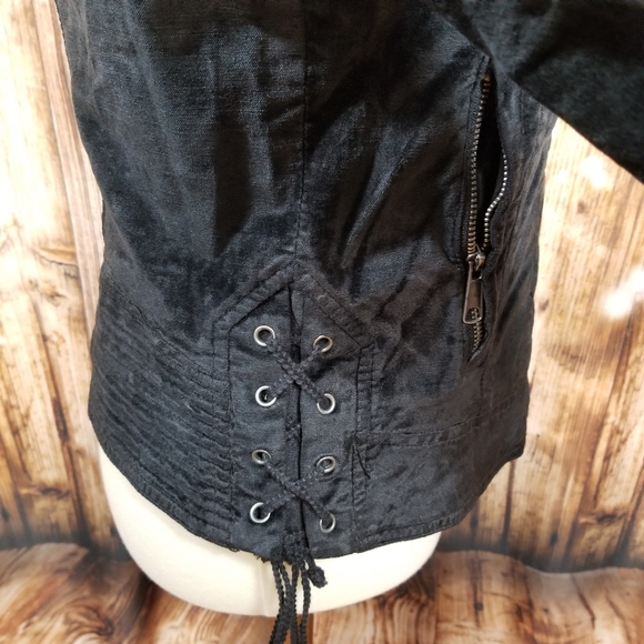 Free People Black Velvet Women's M Slant Zip-Up Jacket With Pockets - Picture 10 of 15